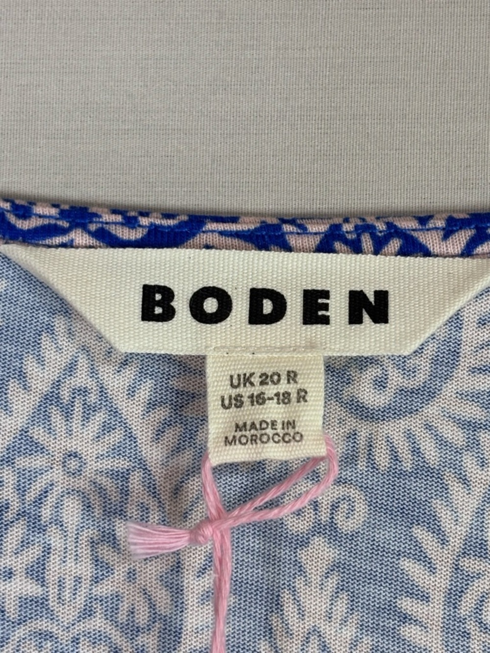 Boden Blue White Print Midi Dress US 16-18 Pockets Short Sleeve NWT - Picture 2 of 9